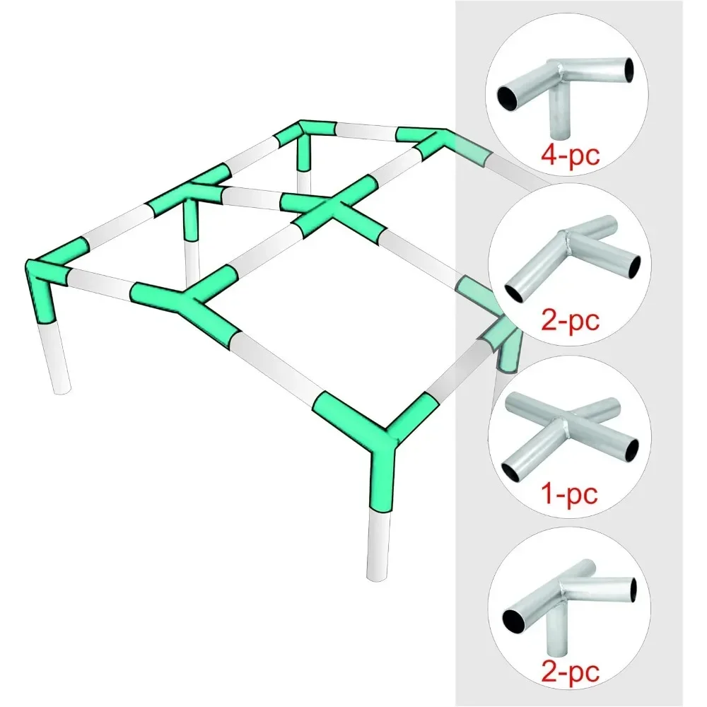 

Import Canopy Fittings Kit Low Peak Frame Carport Connectors, Full Set for 6, 8, 10 Legs, Choose Size (for 6 Legs)