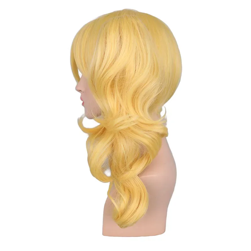 QQXCAIW Uzun Dalgalı Cosplay Karışık Sarışın Peruk Kostüm 2 Ponytails Isıya Dayanıklı Sentetik Saç Peruk