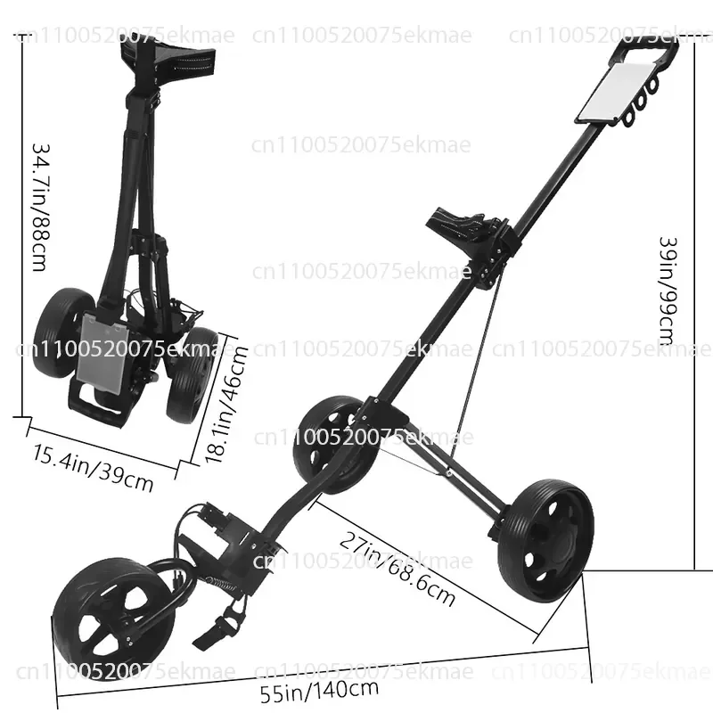Golf Chartered Car Portable Foldable Three-Wheeled Aluminum Alloy Trolley Course Pull Car