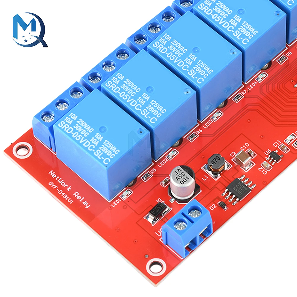 DC 5V/12V/24V 4/8 Way TCPIP Network Ethernet Relay Module Switch LAN Control Smart Device Remote Control