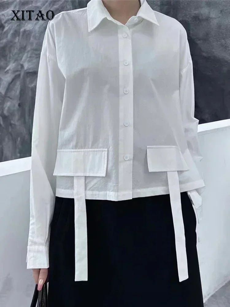 

XITAO Casual Irregular Shirt Loose Appear Thin Fashion Trend Women Autumn New Arrival All-match Single Breasted Top HQQ1449