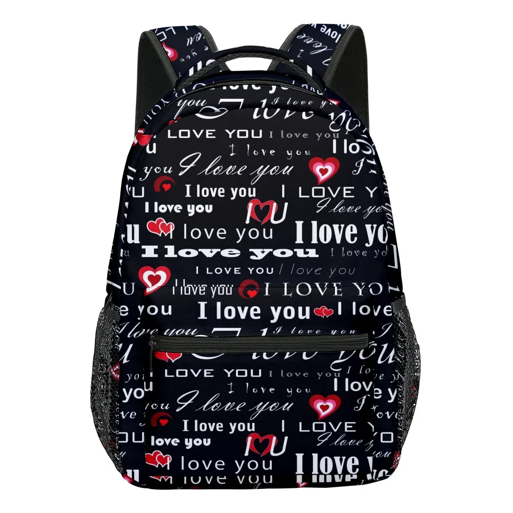 Classic Popular Funny love heart student Bookbag Notebook Backpacks 3D Print Oxford Waterproof Boys/Girls Travel Backpacks