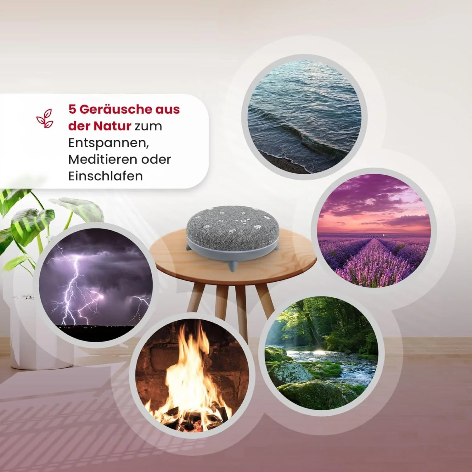 Relaksująca maszyna dźwiękowa z białym szumem i 7 kojącymi dźwiękami Głośnik Bluetooth Lampka nocna zapewniająca lepszą jakość snu