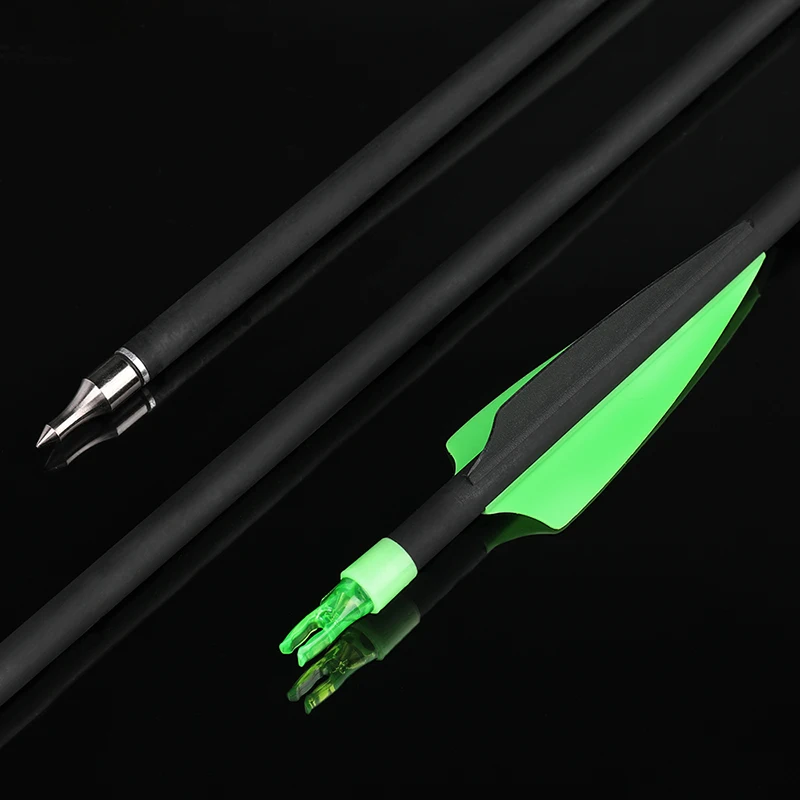 6/12 stücke 30 Zoll Pfeil Spine 500 Mixed Carbon Faser 3 "Gummi Feder 100 Korn Pfeilspitze für Bogen schießen Jagd Bogenschießen Pfeil