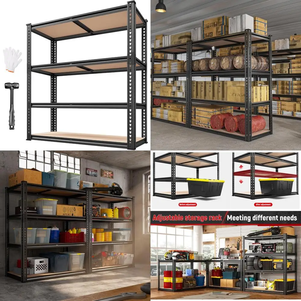 

Adjustable 4-Tier Metal Storage Shelves - 2000 lbs Capacity, Garage Pantry Shelving for Maximum Space Efficiency