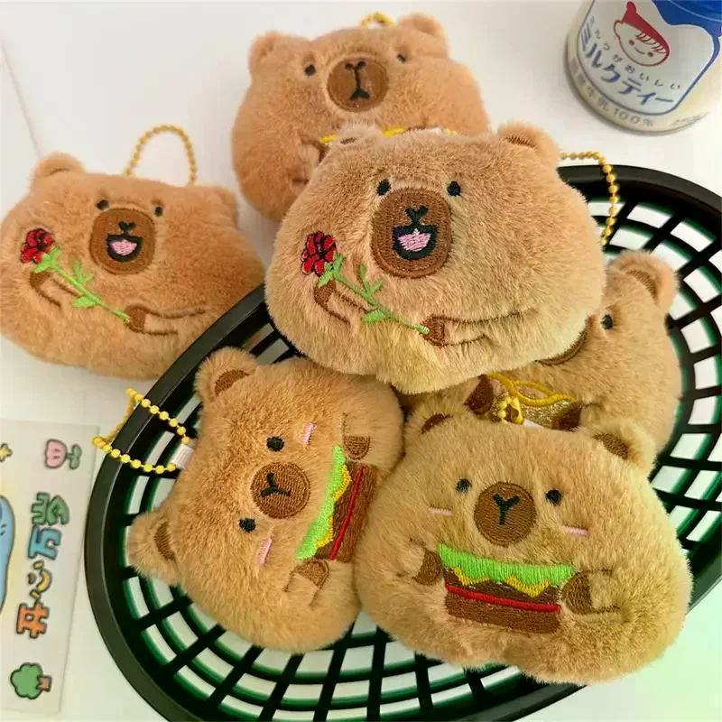 Cute Creative Squeaky Capybara Plush Doll Stuffed Toy Keychain Pendant Bag Hang Ornament Girly Backpack Charm Kids Birthday Gift