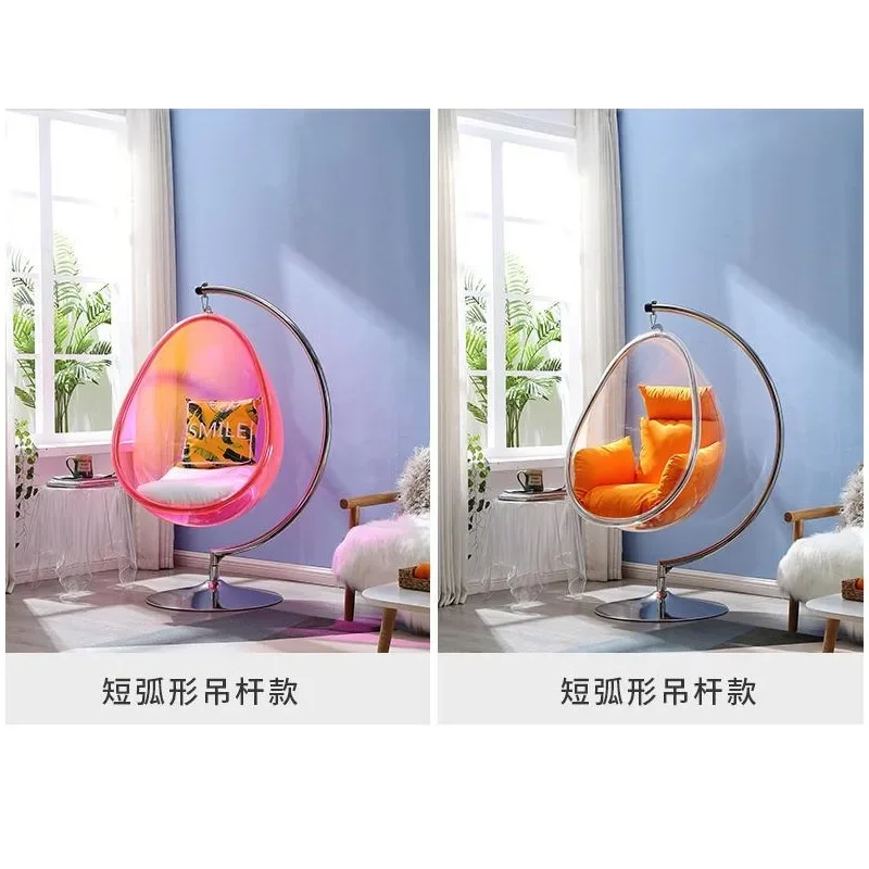 Hanging Chair Transparent Space Bubble Chair Cradle Hanging Basket Indoor Balcony Household Oval Acrylic Swing Chaise Lounge