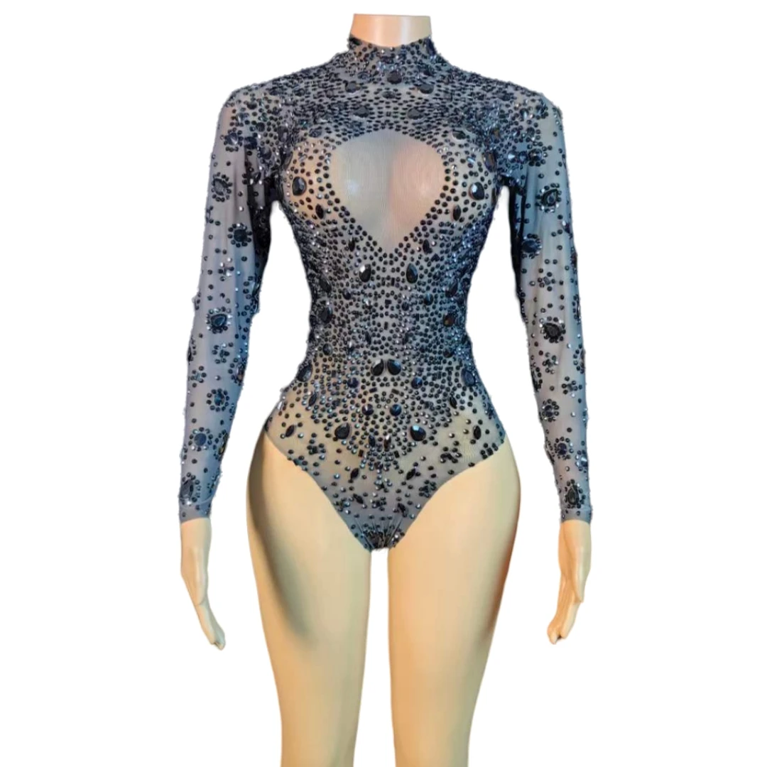 

Sparkly Shining Carnival Rave Festival Rhinestone Women Bodysuits Dancer Stage Cheerleader Night Club Bar Pole Performance