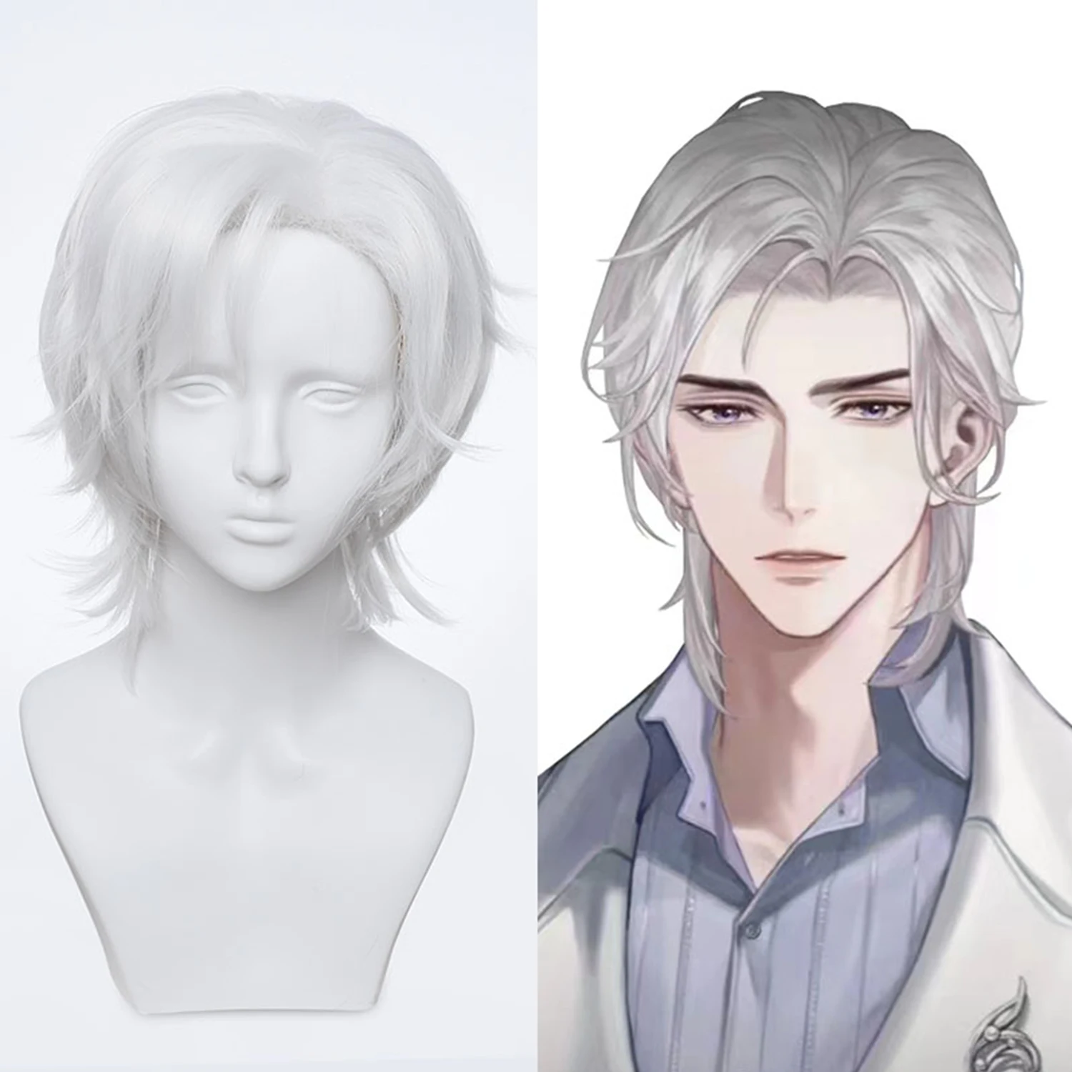 

Cosplay Wig Beyond the World Anime Wig Xia Xiaoyin White Game Role-Play Wig Short Synthetic Hair Wig for Anime Party Masquerade