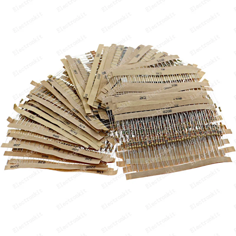 1000 Stks/partij 1/4W Weerstanden Diverse Kit 0.25W Carbon Film Weerstand Set 2.2 Ohm-2.2 M assortiment Weerstand Pakket