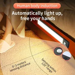 Motion Wave Sensor Night Light Wireless Led USB Rechargeable Lamp 3 Colors Dimmable Room Bedside Kitchen Camping Lighting