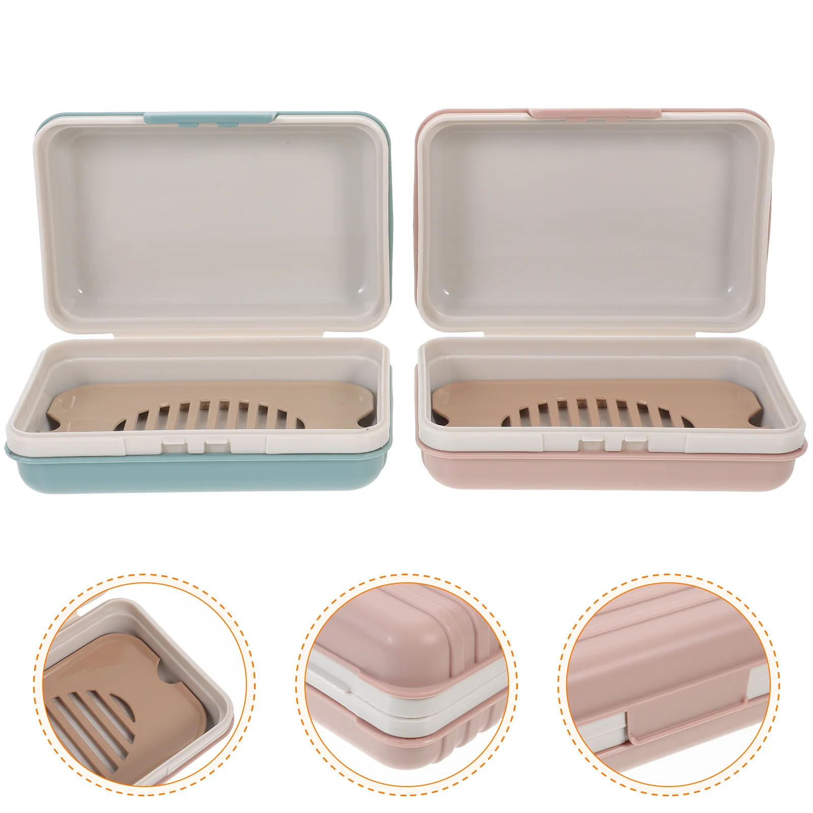 

2pcs Portable Holder Travel Container With Lid Lightweight Pp Material Leak-Proof Box For Bathroom Camping Gym Use Household