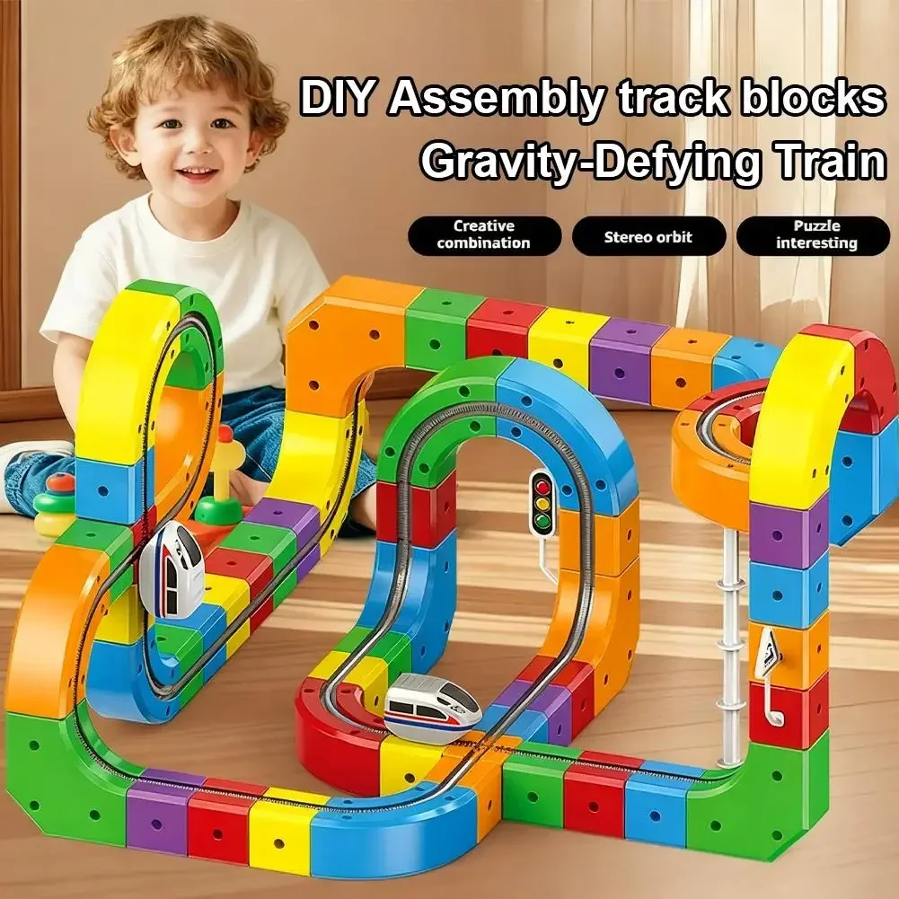 Anti-Gravity Gear Racer Track Set, 3D DIY Puzzle Assembly Toy, Creative STEM Educational Gift for Kids ﻿ ﻿