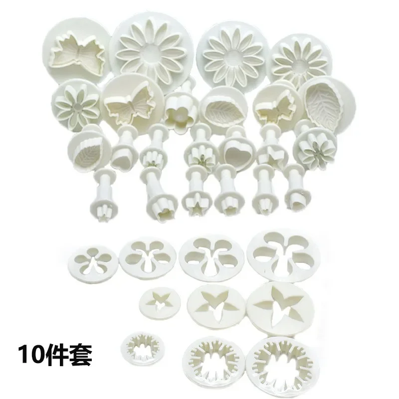 

100pcs Fondant Cake Mold Set Plastic Spring Embossing DIY Cookie Cutter Baking Tools Decorating Eco-Friendly