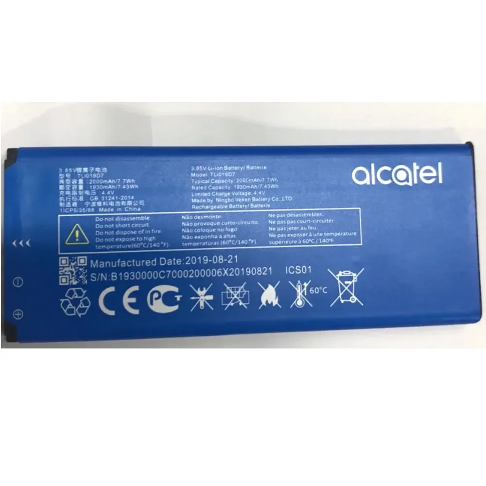 new3.85V 2000mAh TLi019D7 For Alcatel 1 5033 5033D 5033X 5033Y 5033A 5033T 5033J / Telstra Essential Plus 2018 / TCL U3A Battery