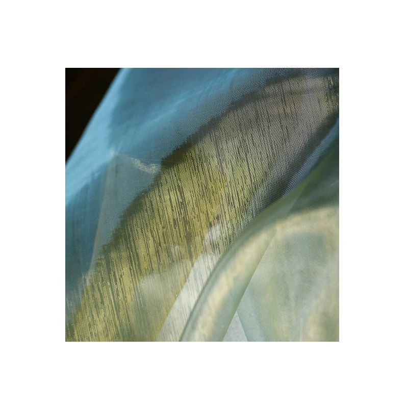 Transparent Ultra-Thin Yellow-Green Gradient Tulle Fabric for Gown Stage Wear Clothing Designer