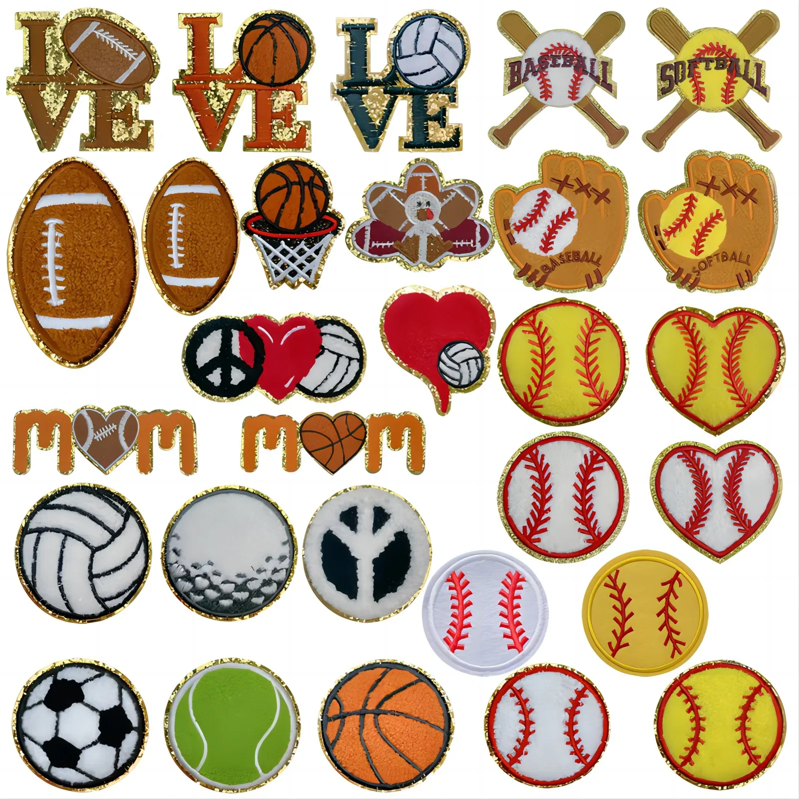 Cute Sports Ball Emblem Clothing Accessories Badge Sticker Embroidered Embroidery Sticker Iron-on Patches