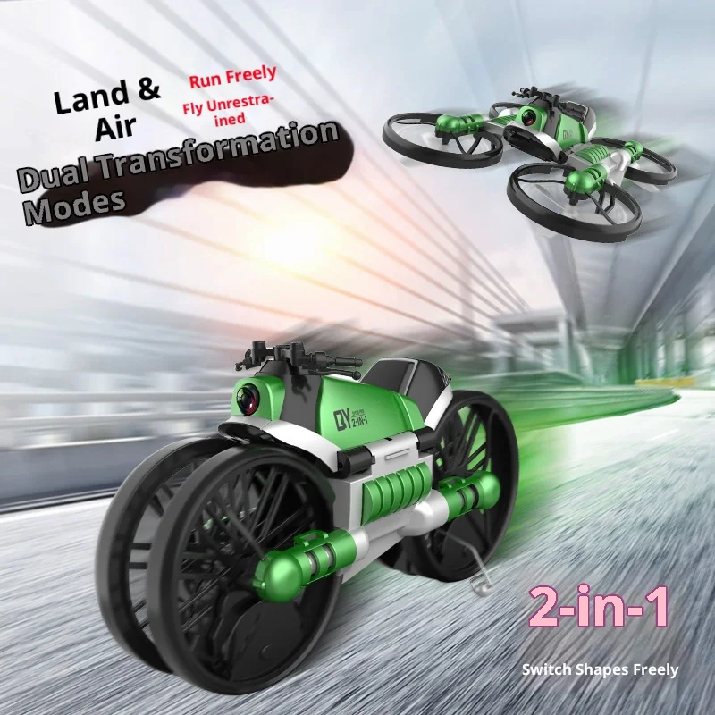 Brinquedo de bicicleta RC que muda de forma transforma da motocicleta terrestre para air drone dublê flyer com presente de retenção de altitude para meninos adolescentes