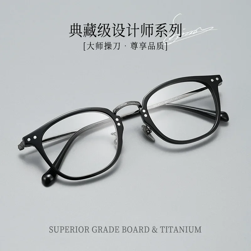 BCLEAR Unisex Retro Carved Acetate Glasses Frame Square Round Versatile Full Rim Optical Eyeglasses High Quality Japanese Korean