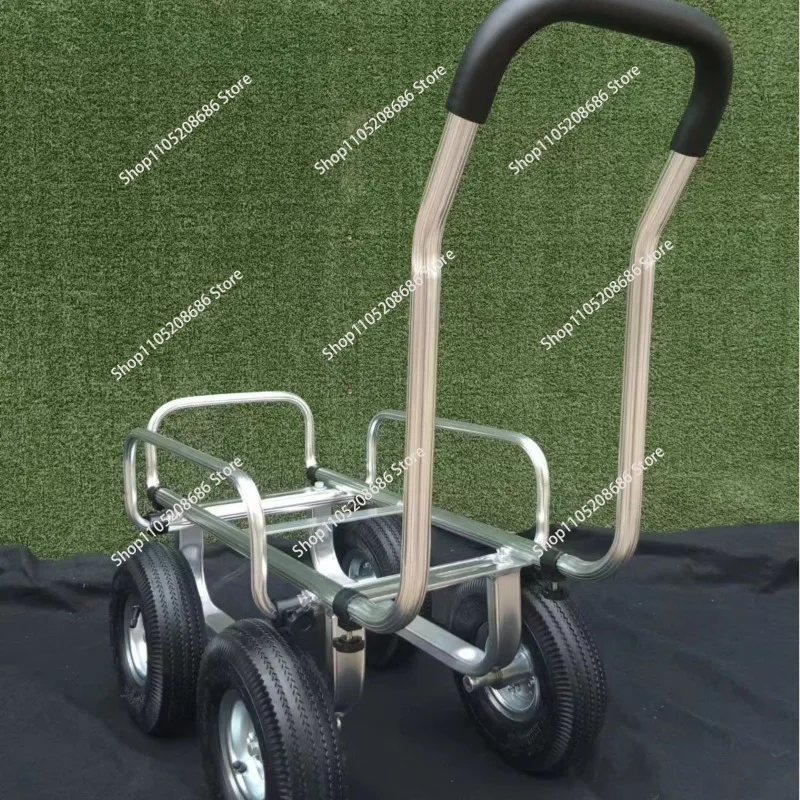 Aluminum four-wheel silent flat trolley with frame four-wheel pulling flat trolley