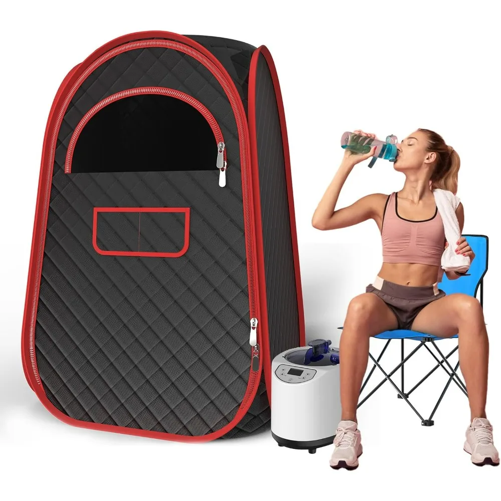 

Portable Steam Sauna, Portable Sauna Box Sauna Tent with 2.6 L Steamer, Folding Chair, Remote Control Included, Sauna Steam Room