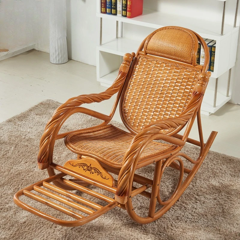 Silla TTRattan, mecedora para personas mayores, mecedora para perezosos en el balcón, silla reclinable, silla para la siesta