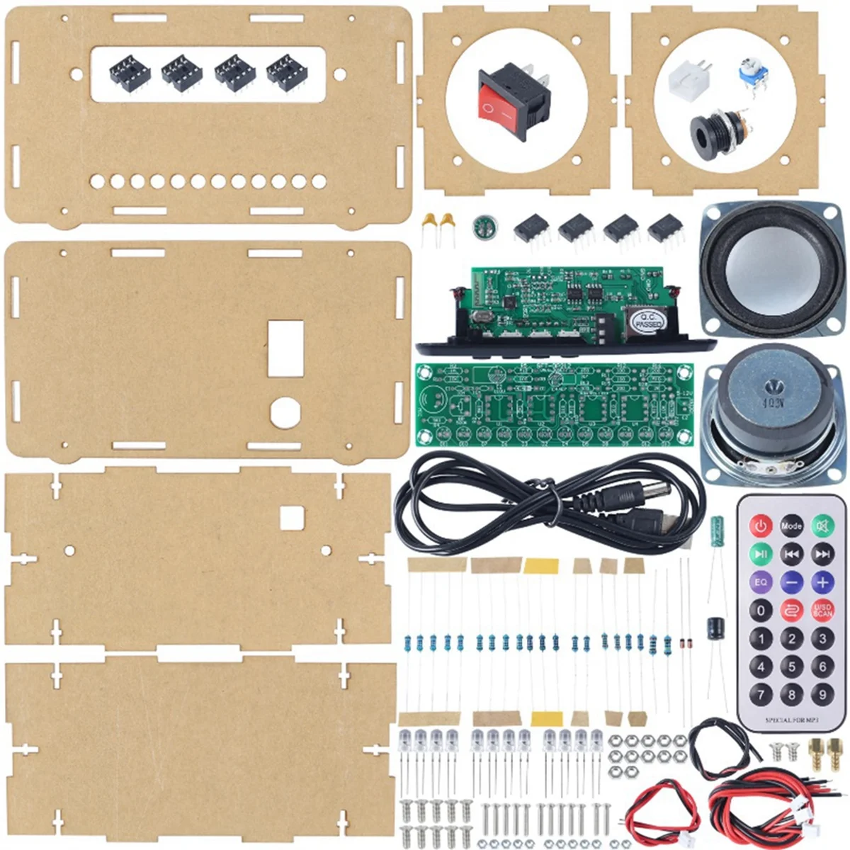 DIY Bluetooth Speaker Kit LED FM Radio USB Mini Home Sound Amplifier with Digital Display Soldering Project(Transparent)