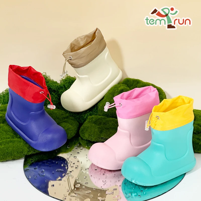 

Однотонные резиновые сапоги из ЭВА, легкие детские резиновые сапоги из ЭВА, нескользящая прочная водонепроницаемая обувь с эластичной лентой