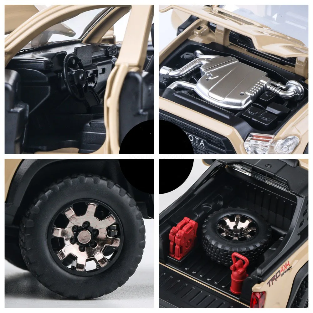 1:32 합금 토요타 타코마 오프로드 자동차 모델 다이캐스트 장난감 휠 후진 미니어처 자동차 라이트 사운드 자동차 소년 컬렉션 재미
