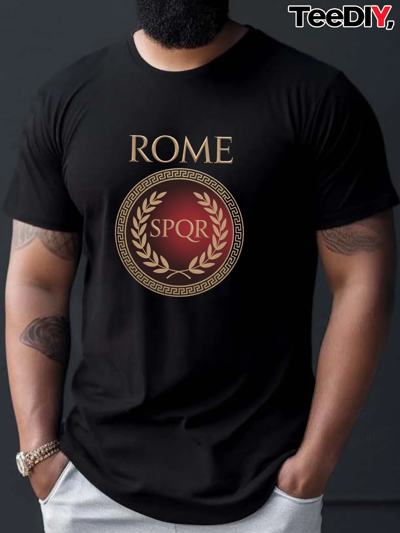 

Rome SPQR Laurel Wreath Roman Legion T-Shirt 100% Cotton O-Neck Short Sleeve Summer Casual Mens T-shirt Streetwear