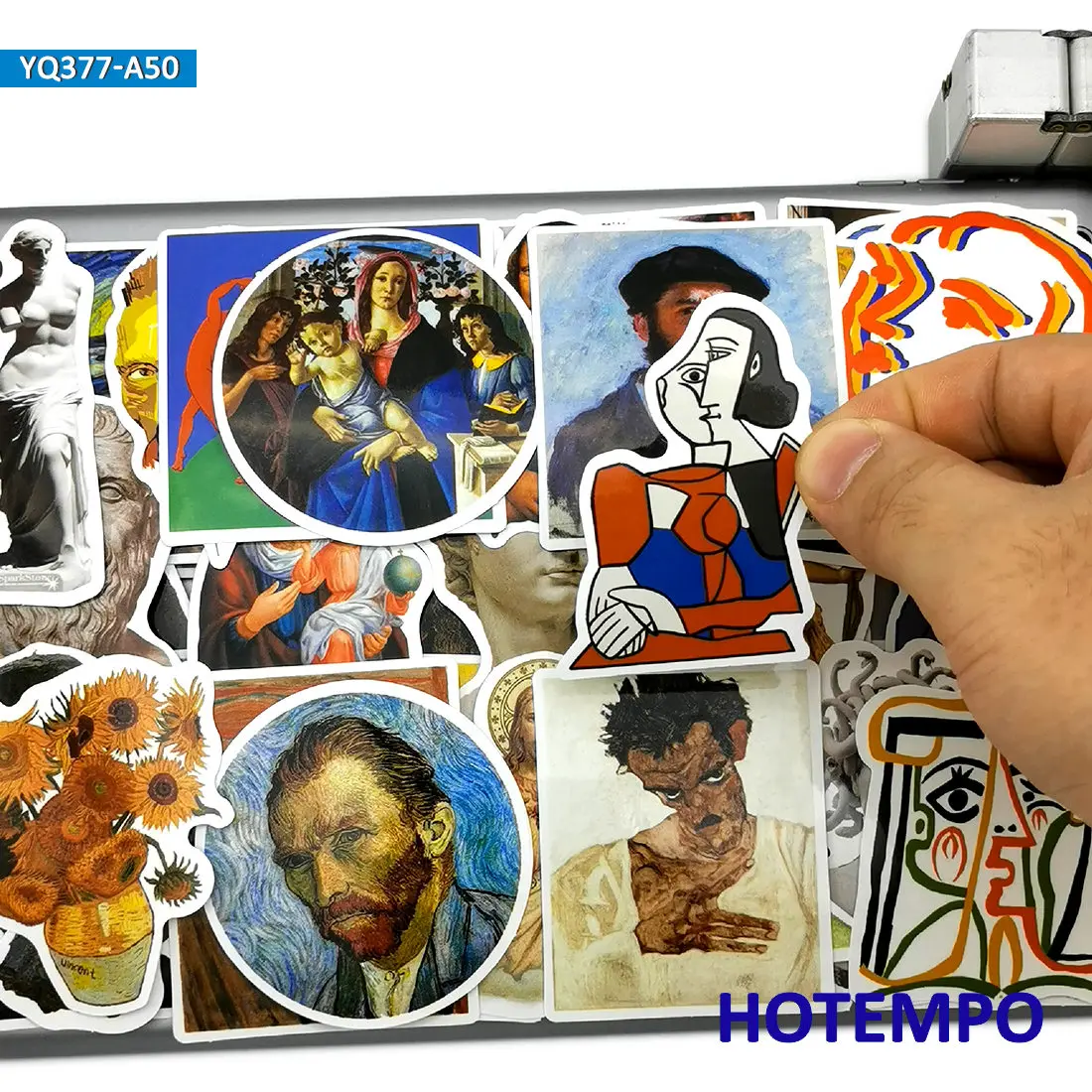 50 piezas, Estilo de pintura al óleo, grafiti de arte, Artista Van Gogh, Pegatinas divertidas, para Computadora portátil Teléfono móvil Guitarra