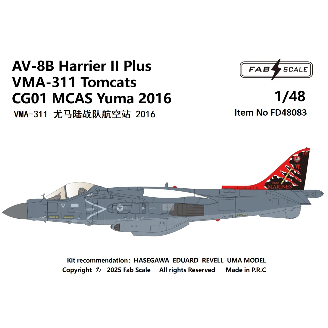 FabScale 1/48 مقياس AV-8B + VMA-311 2016 يموت قطع مرنة ملصق مائي ل HASEGAWA Eduard Revell UMA نماذج هواية لتقوم بها بنفسك #1