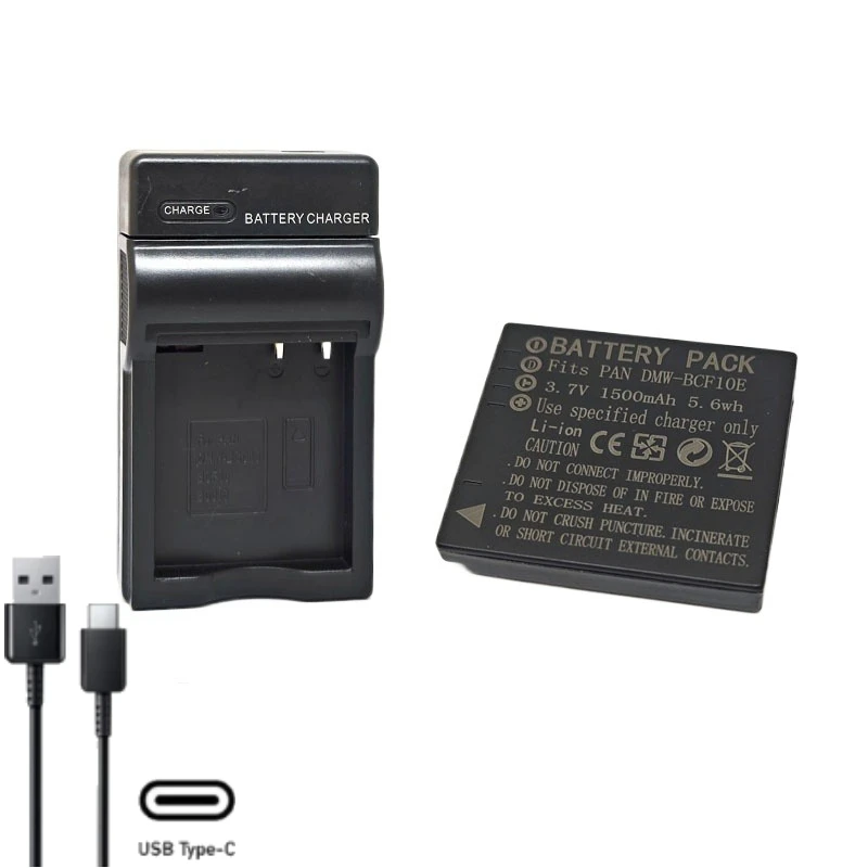 Batterie de caméra DMW-BCF10 3.7V 1500mAh CGA-S/106B S/106C S/106D + chargeur pour Panasonic DMC F2 F3 F4 FH1 FH20 FH22 FH3