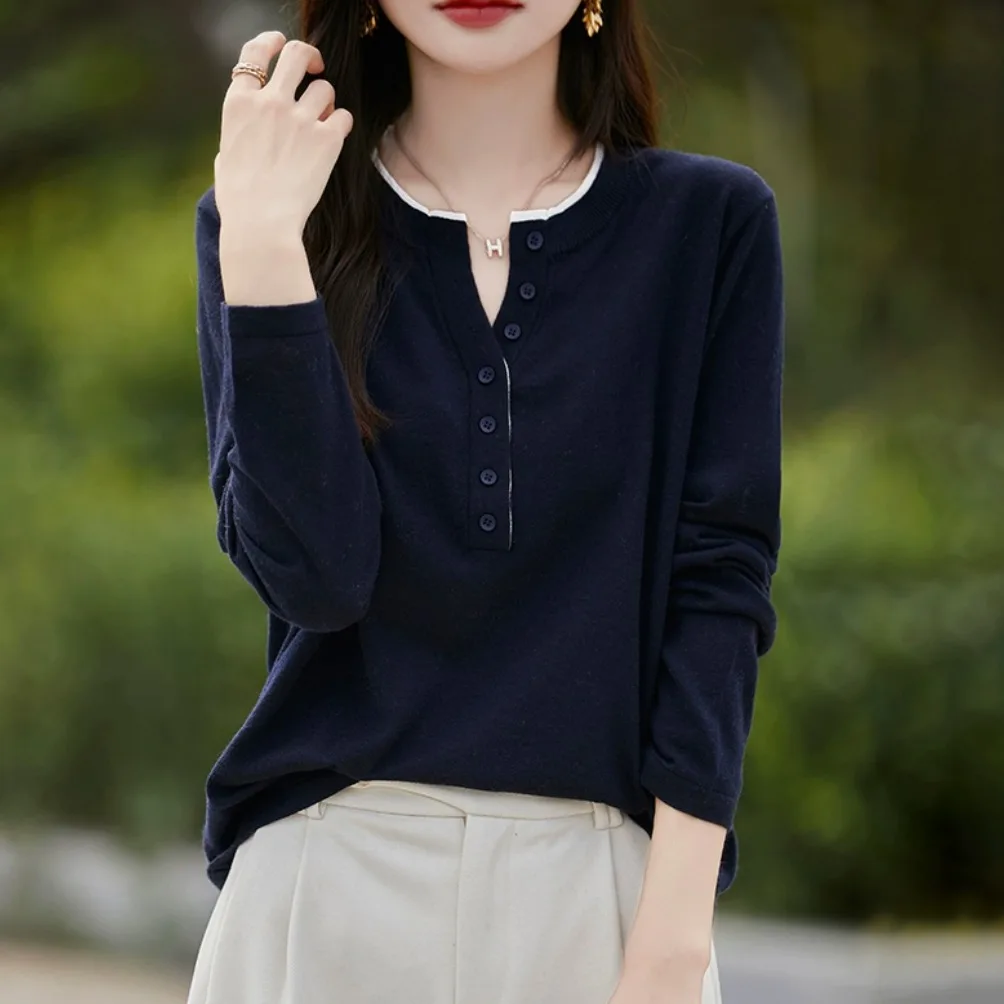 Outlet Store f سترة صوف محبوكة مستديرة مفتوحة من Ne سترة نسائية مميزة بطبقة أساسية ملونة للتنقل Sle Long Sve