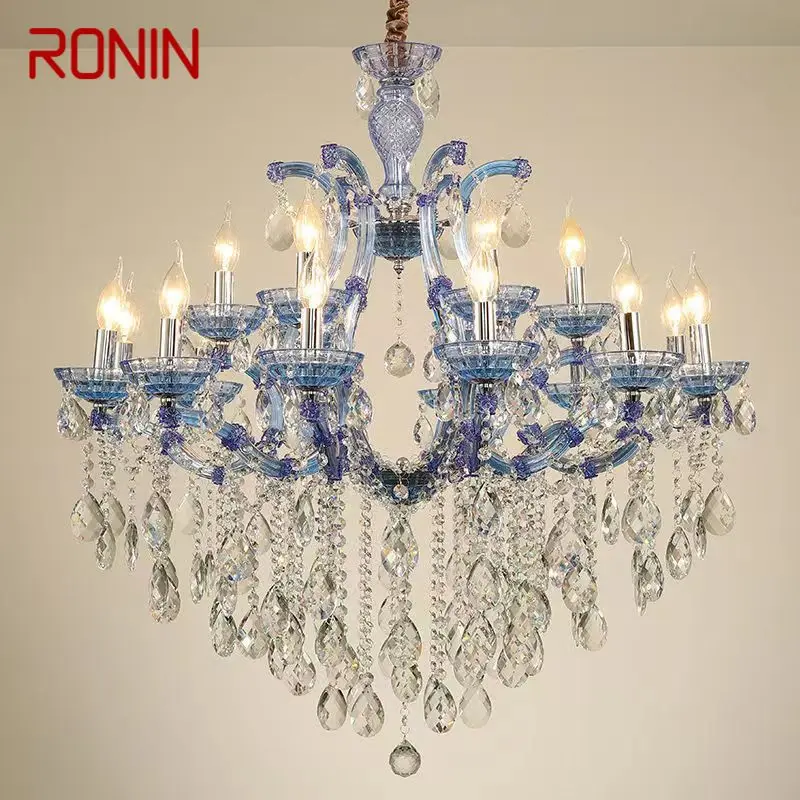 RONIN  LuxuriousCandle Pendent  Lamp European Style Crystal Lamp Art Living Room Restaurant Villa Staircase Duplex Building