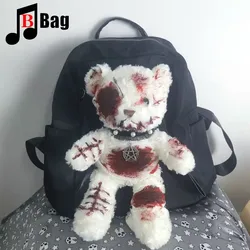 Harajuku Women Y2K Girl Backpack Students injured bear Backpacks book bag Computer Handbag School Halloween cosplay Backpacks