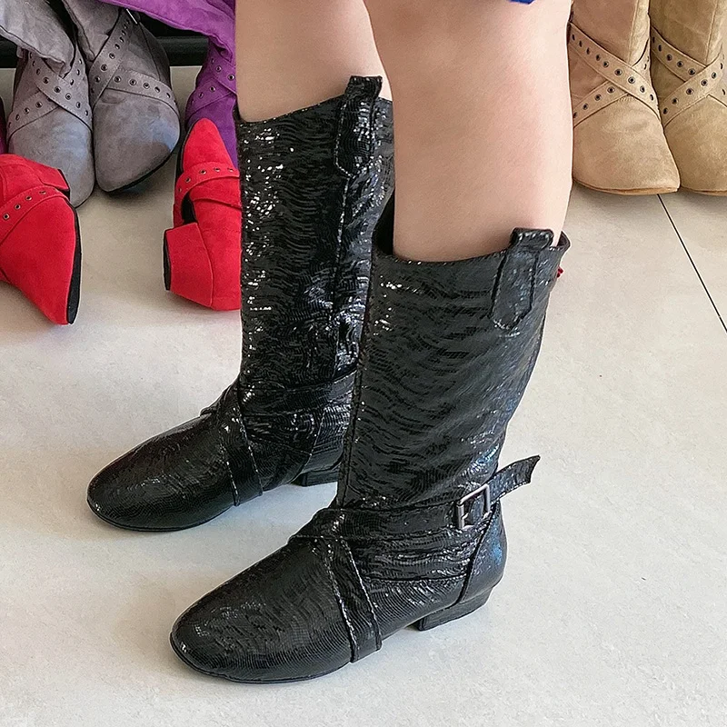 Wedopus Customized Heel Line Dance Boots Suede Sole Black Sequin Winter Boots Dancing Luxury Designer Dance Shoes Long Cowboy