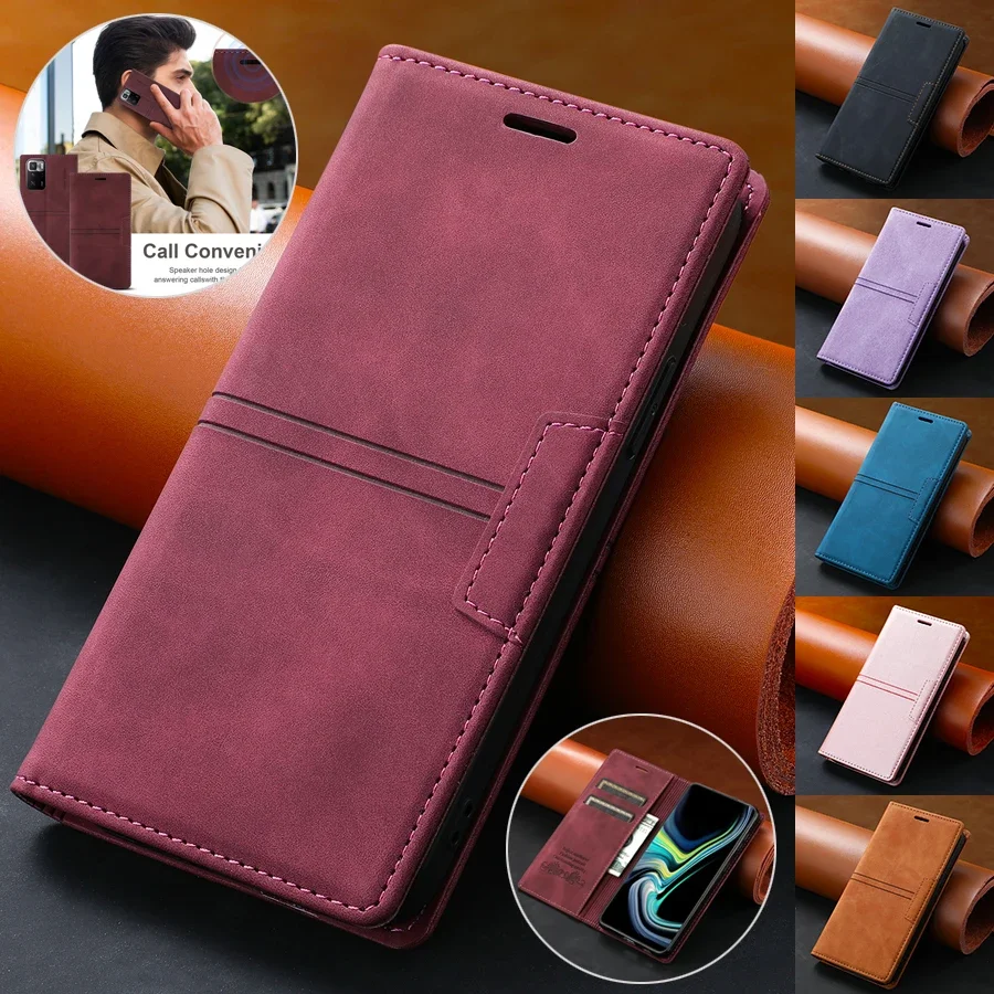 

Wallet Magnetic Flip Leather Case For Xiaomi 13T 13 Lite 12T 11T Mi 11 Lite Poco C65 M6 Pro X5 F5 M5s C40 F4 F3 X3 Redmi 9A 9C