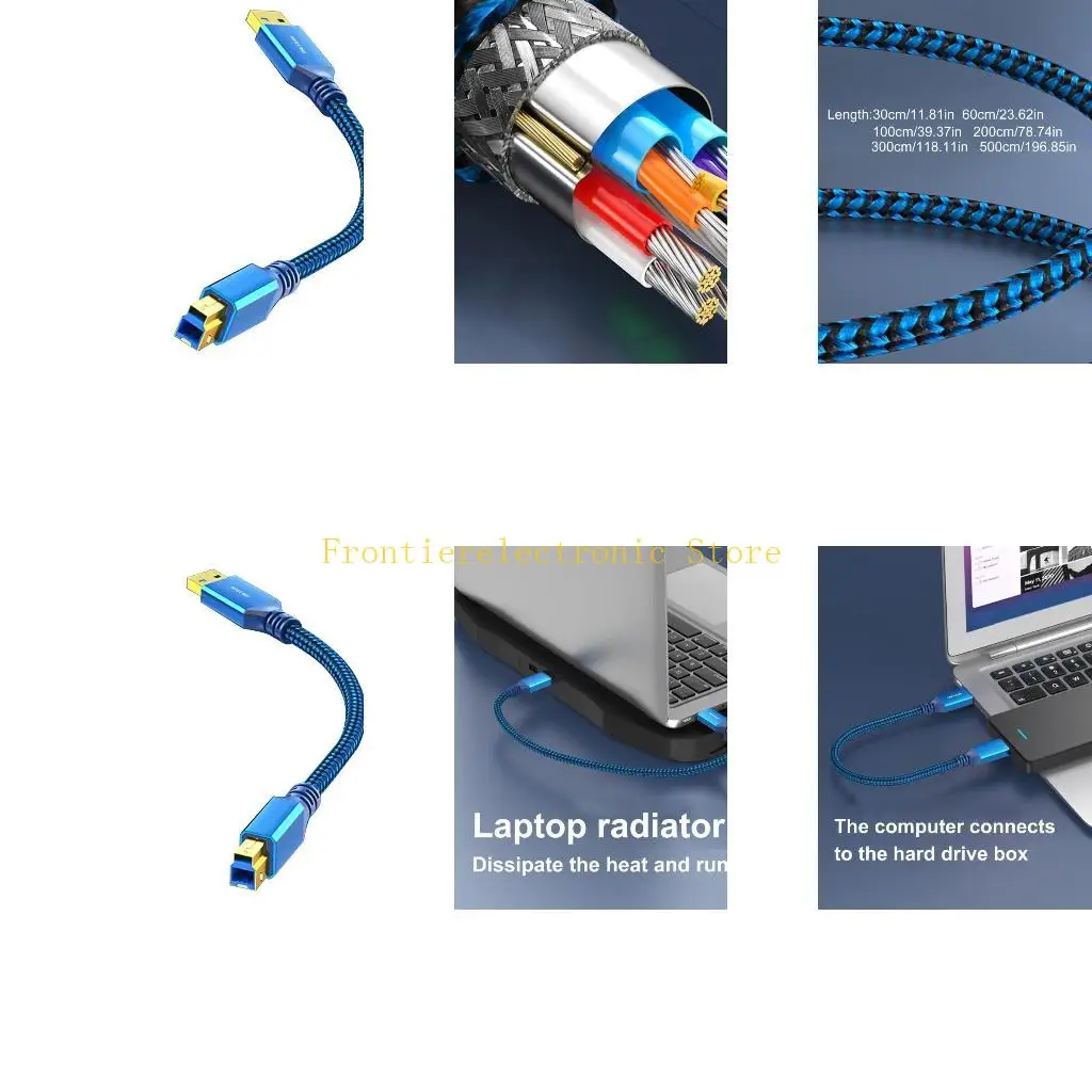 G8DB Flexible USB3.0 to USB Type B Cord 5Gbps for Printer Scanner Fast Data Transfer