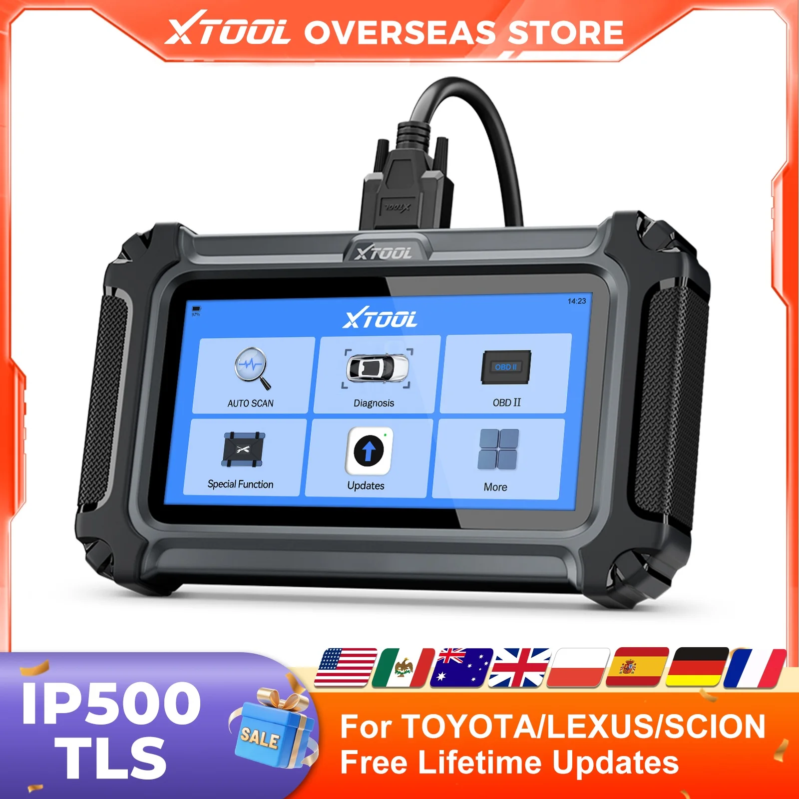 XTOOL InPlus IP500-TLS OBD2-Autodiagnosetool Live-Daten für Toyota/Lexus/Scion mit 19+ Reset CAN FD Lifetime Free Updates
