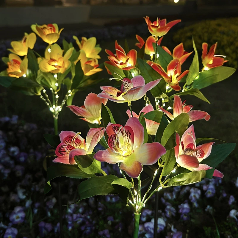 

Outdoor LED Solar Orchid Solar Lawn Lamp Landscape Lights Wedding Party Garden Summer Camping Home Valentine's Day Decorations