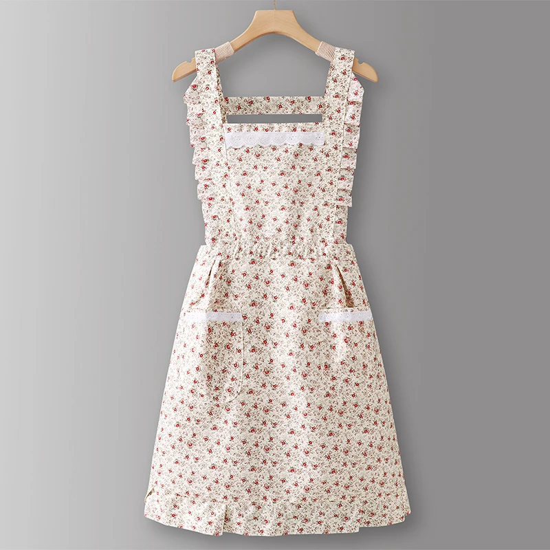 

Водонепроницаемый фартук с цветочным узором, женский сарафан для приготовления пищи, фартуки на талии, кухонная рабочая одежда, уличный садовый халат для флориста