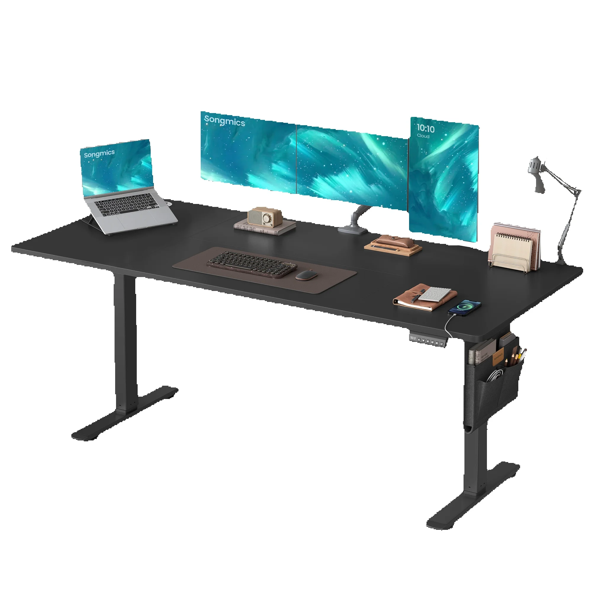 SONGMICS In hoogte verstelbaar bureau, 180x80 cm, Geheugenfunctie, USB-C poort