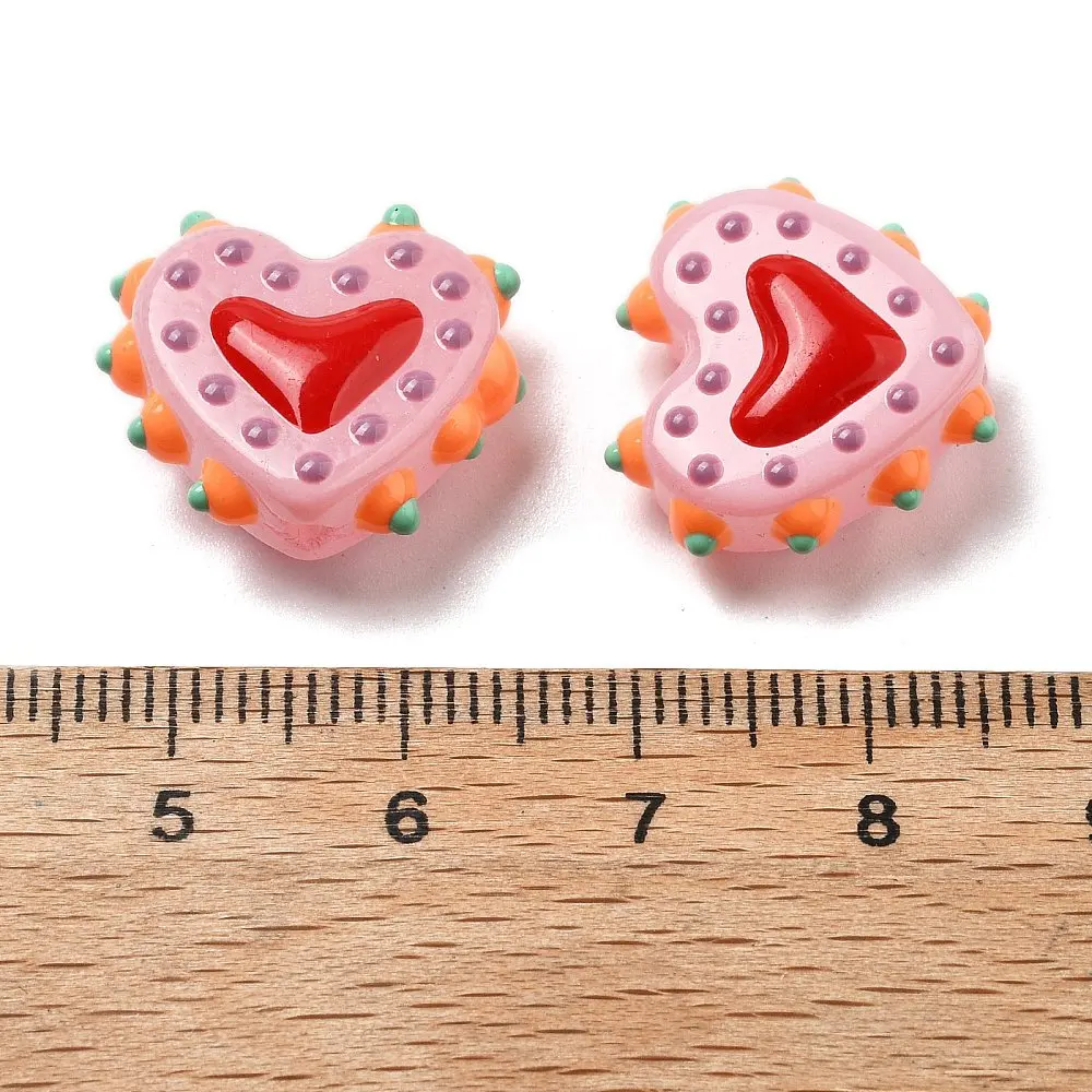 PandaHall 25 Stück Backlack-Glasperlen in Herzform, Emaille-beschichtet, 16-17x18x7mm, 1,2mm Loch für DIY Schmuck- und Halskettenherstellung – Detail 16