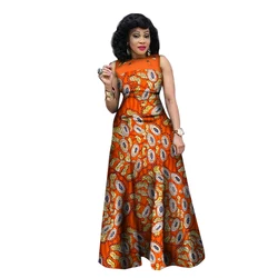 New Style Summer African Dresses for Women 2021 African Print Clothing Sleeveless Sexy Maxi Dress Plus Size BRW WY1341