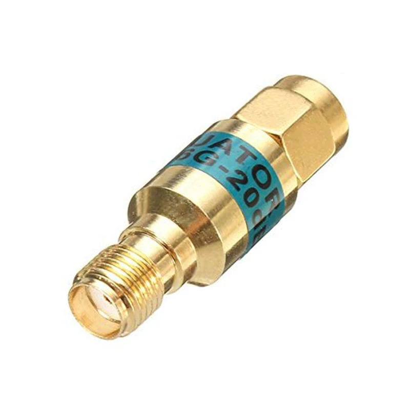 Gold Plated Brass 2W SMA RF Attenuator DC-6GHz 1dB.3dB.5dB.6dB.10dB.15dB.20dB.30db Attenuation 50Ohm