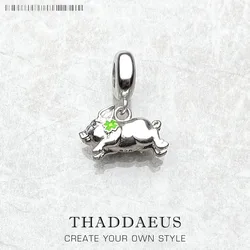 Little Pig With Cloverleaf Pendant Charm Lucky 925 Sterling Silver Fashion Jewelry Gift For Women Men