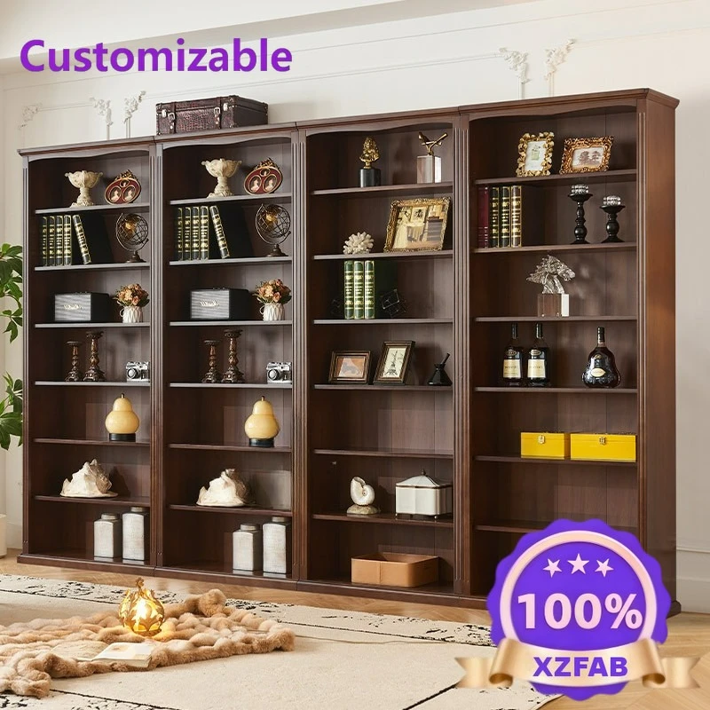 Customizable American all solid wood bookshelf free combination without door