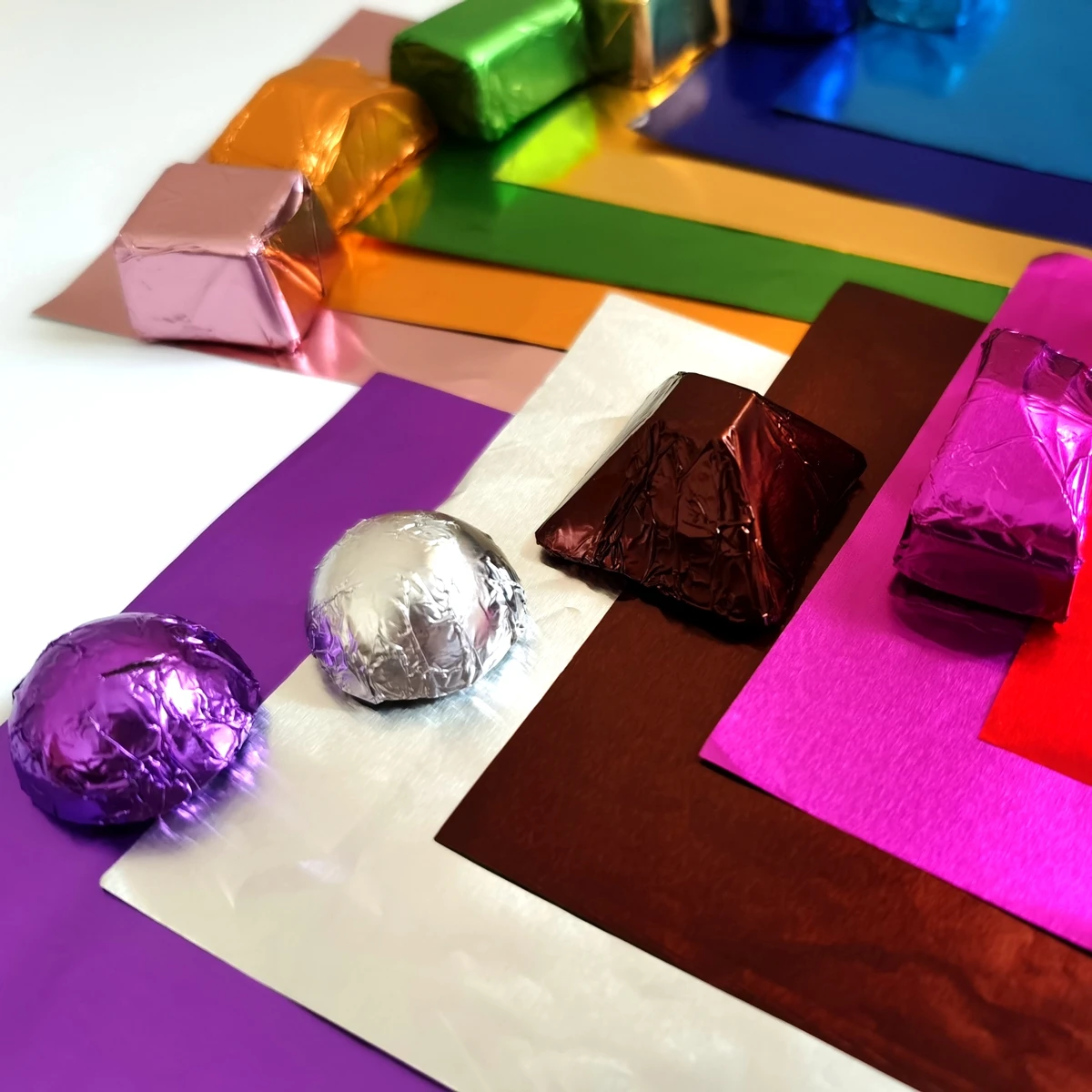 Plain Confectionery Foil Wrap in Different Colors, Chocolate Truffles Packaging, 1000PCs, 10x10cm