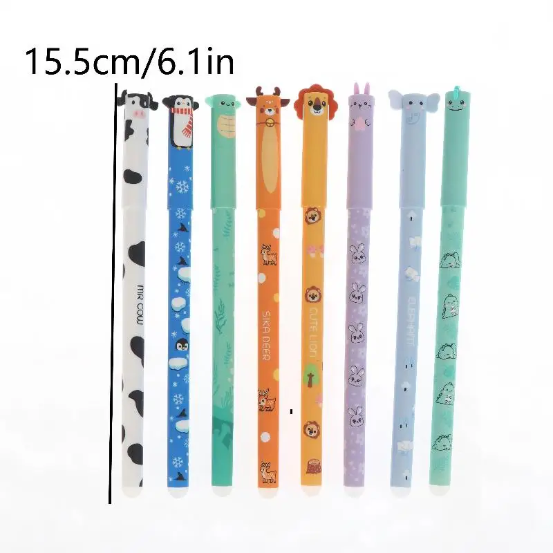 Smooth Writing For Office School Stationery Supplies 8Pcs Cartoon Animal Erasable Gel Pens 0.5mm Colorful Ink Ballpoint Pens view 6